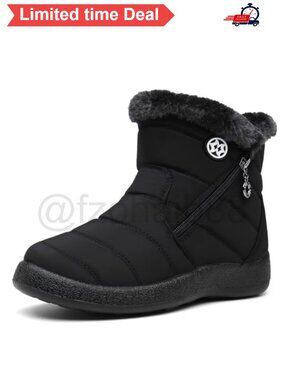 Waterproof Faux Fur Lined Winter Snow Boots Ankle-High Non-Slip